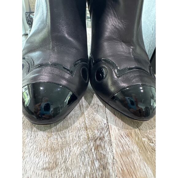 Chanel Short Boots Pumps Coco Mark Leather Black Size 38 US 8 3” Heel - Picture 9 of 10